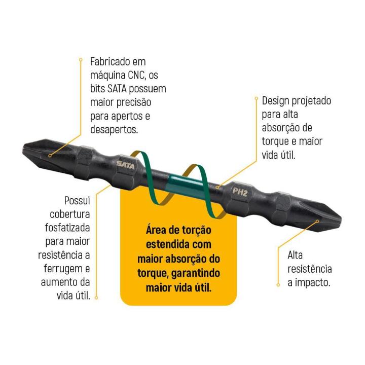 Ponta Impacto Duplo Phillips® #2 110mm 10 Peças - SATA Brasil